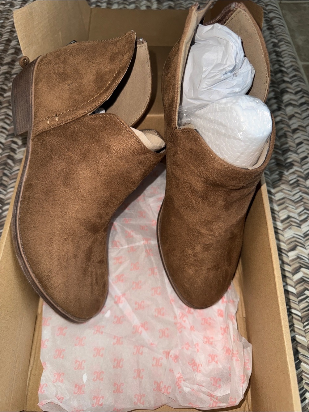 Classic Brown Suede Cutout Ankle Booties